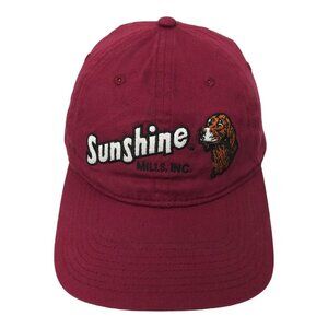 Sunshine Mills Embroidered Logo Dog Strapback Cap Trucker Baseball Hat Maroon